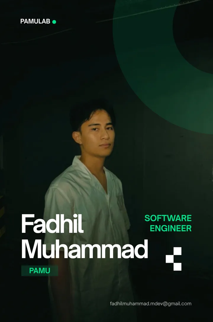 Fadhil Muhammad's ID card — Pamulab, software engineer